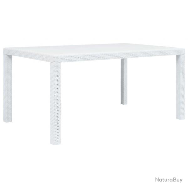 Table de jardin Blanc 150x90x72 cm Plastique Aspect de rotin alsavelo