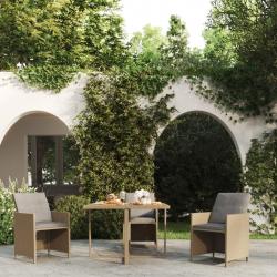Table de jardin Beige 109x107x74 cm Résine tressée bois massif alsavelo
