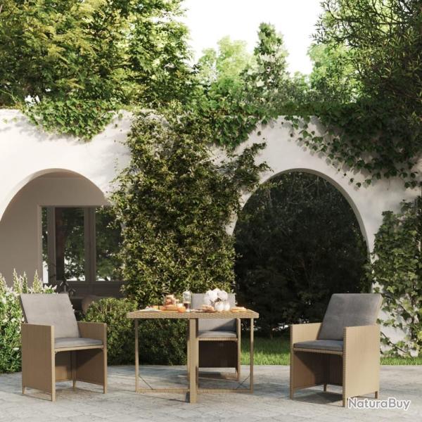 Table de jardin Beige 109x107x74 cm Rsine tresse bois massif alsavelo