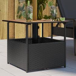 Table de jardin avec trou de parasol noir résine tressée alsavelo