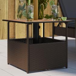 Table de jardin avec trou de parasol marron résine tressée alsavelo