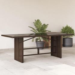 Table de jardin avec dessus en verre marron résine tressée alsavelo
