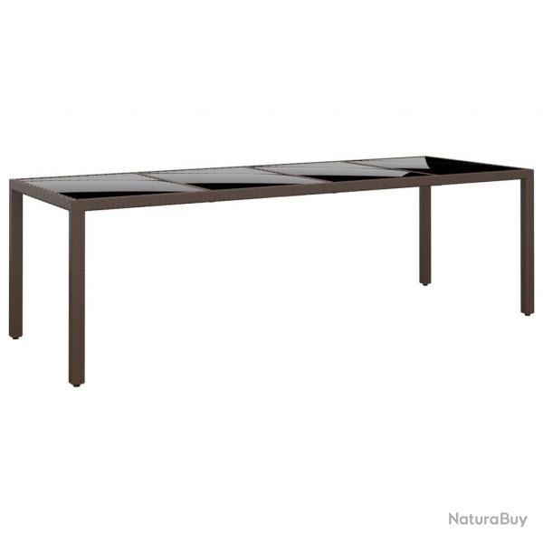 Table de jardin avec dessus en verre marron rsine tresse alsavelo