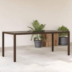 Table de jardin avec dessus en verre marron résine tressée alsavelo