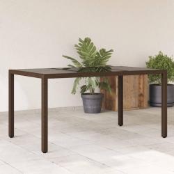 Table de jardin avec dessus en verre marron résine tressée alsavelo