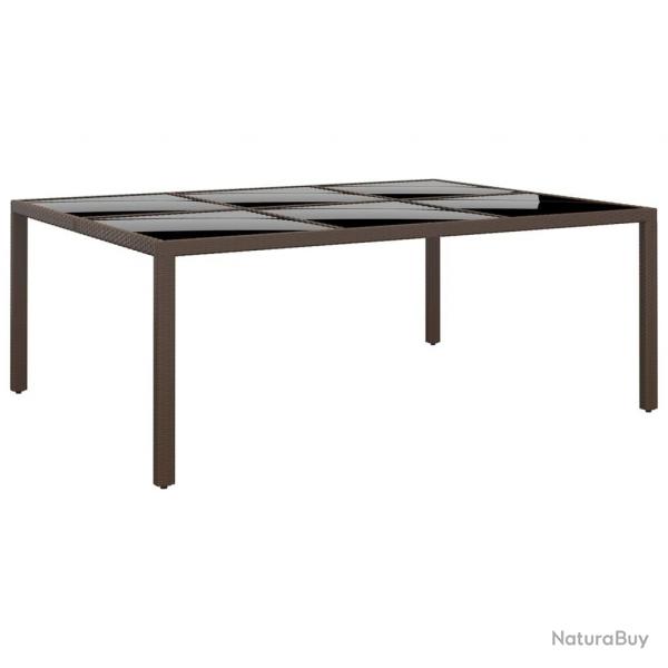 Table de jardin avec dessus en verre Marron 200x150x75 cm Rotin alsavelo