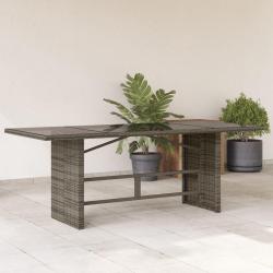 Table de jardin avec dessus en verre gris résine tressée alsavelo