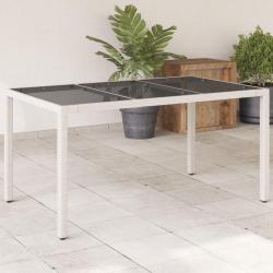 Table de jardin avec dessus en verre blanc résine tressée alsavelo
