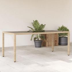 Table de jardin avec dessus en verre beige résine tressée alsavelo