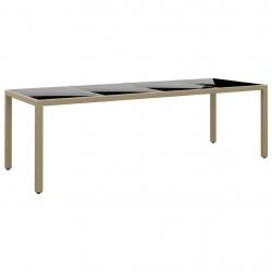 Table de jardin avec dessus en verre beige résine tressée alsavelo