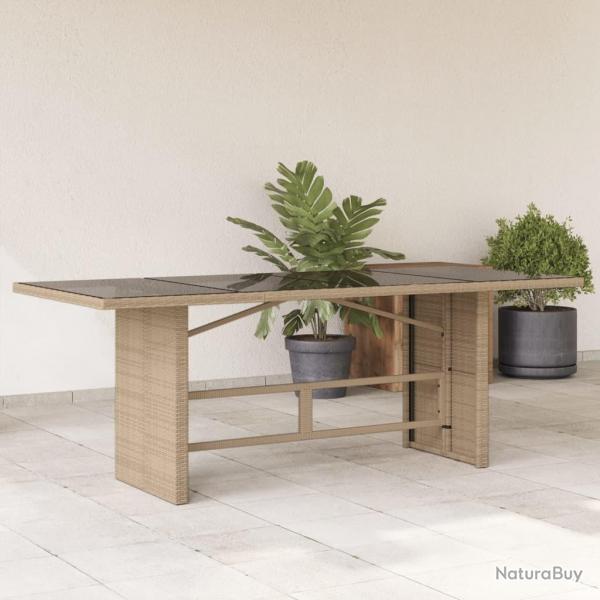 Table de jardin avec dessus en verre beige rsine tresse alsavelo