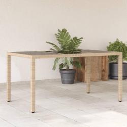 Table de jardin avec dessus en verre beige résine tressée alsavelo
