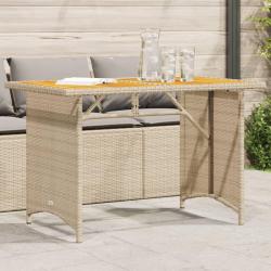 Table de jardin avec dessus en bois noir 110x68x70 cm rotin alsavelo