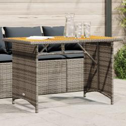 Table de jardin avec dessus en bois gris 110x68x70 cm rotin alsavelo