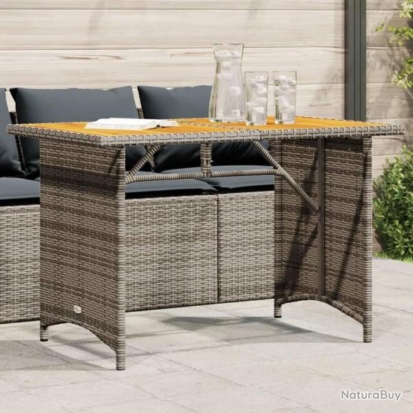 Table de jardin avec dessus en bois gris 110x68x70 cm rotin alsavelo
