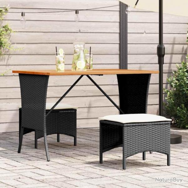 Table de jardin avec dessus en bois d'acacia noir 105x75x72 cm alsavelo