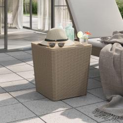 Table de jardin avec couvercle amovible marron clair PP alsavelo