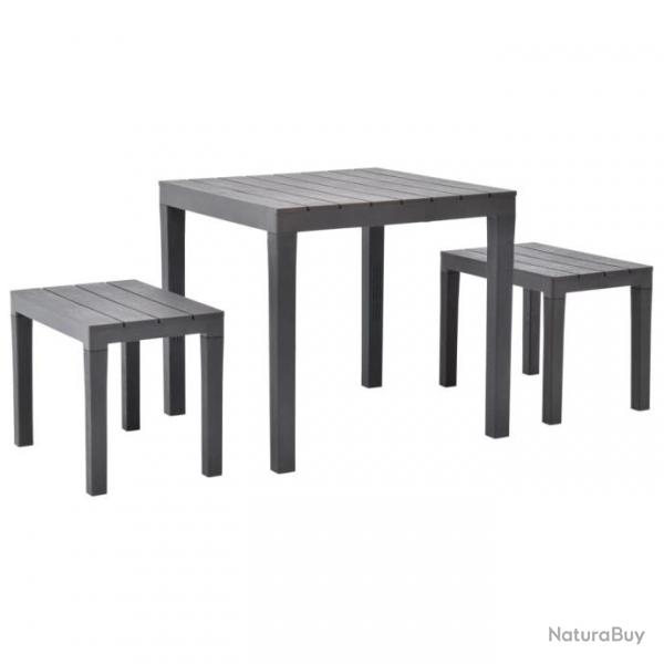 Table de jardin avec 2 bancs Plastique Marron alsavelo