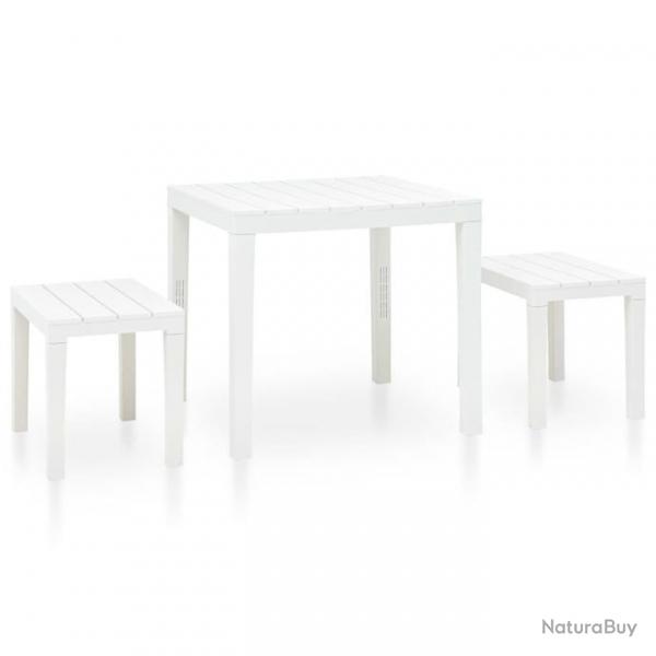 Table de jardin avec 2 bancs Plastique Blanc alsavelo