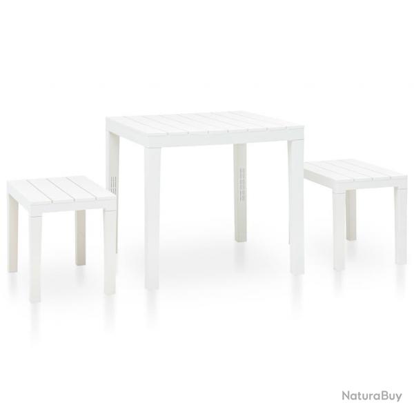 Table de jardin avec 2 bancs Plastique Blanc alsavelo