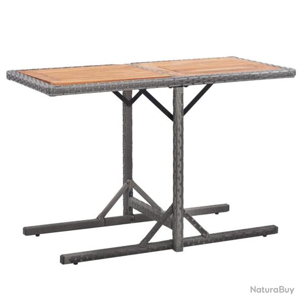 Table de jardin Anthracite Rsine tresse et bois d'acacia alsavelo