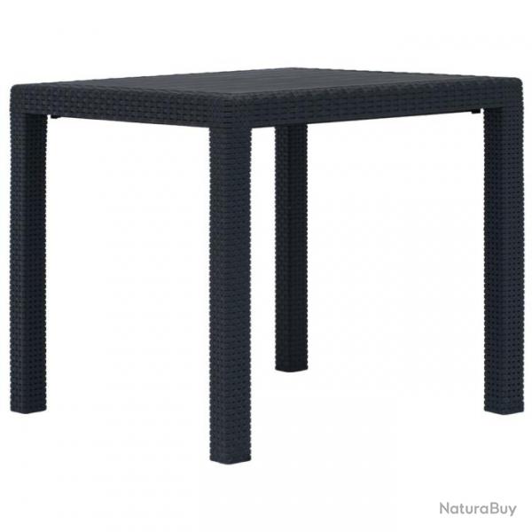 Table de jardin Anthracite 79x79x72cm Plastique Aspect de rotin alsavelo