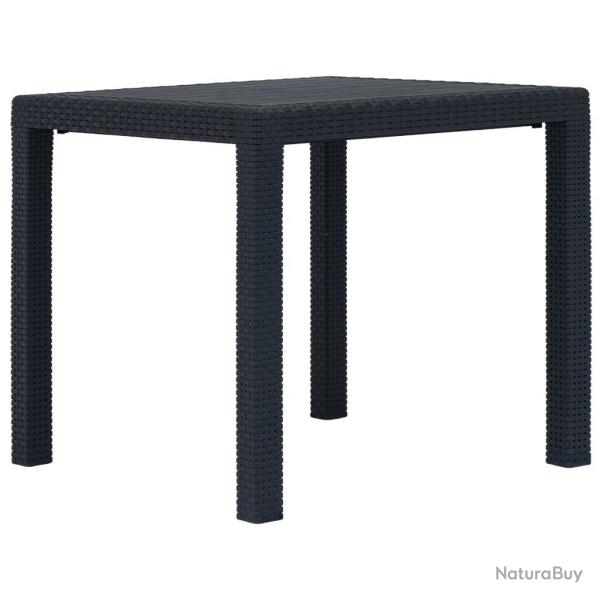 Table de jardin Anthracite 79x79x72cm Plastique Aspect de rotin alsavelo