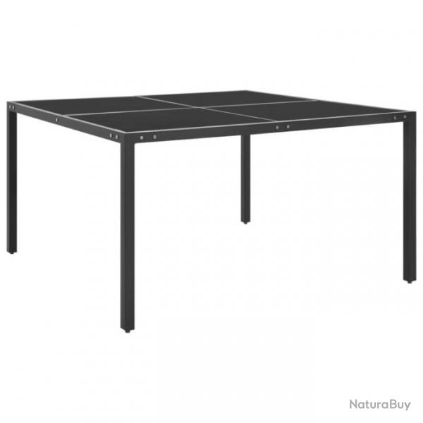 Table de jardin Anthracite 130x130x72 cm Acier et verre alsavelo