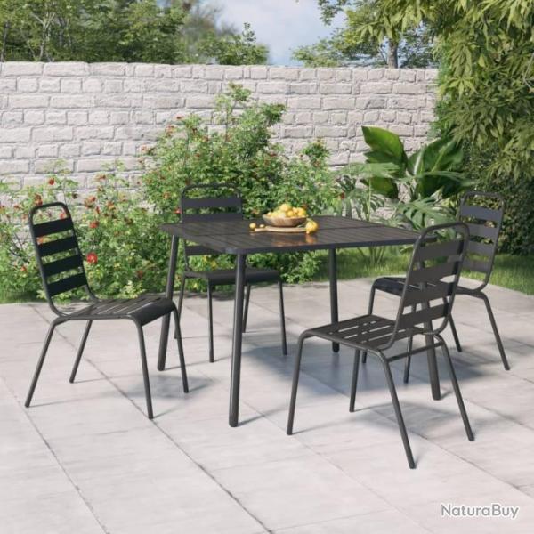 Table de jardin anthracite 100x100x71 cm acier alsavelo