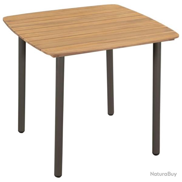 Table de jardin 80 x 80 x 72 cm Bois d'acacia solide et acier alsavelo