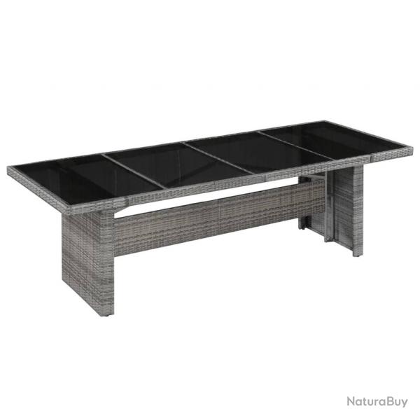Table de jardin 240x90x74 cm Rsine tresse et verre alsavelo