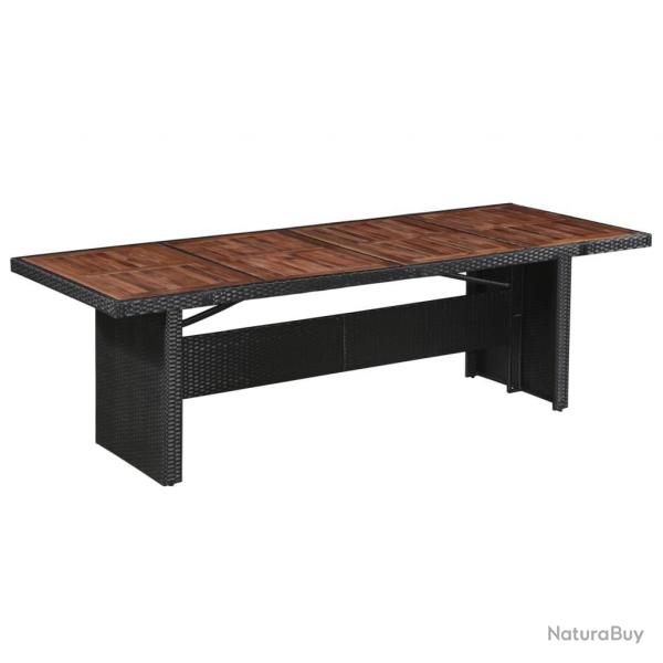 Table de jardin 240x90x74 cm Rsine tresse et bois d'acacia alsavelo