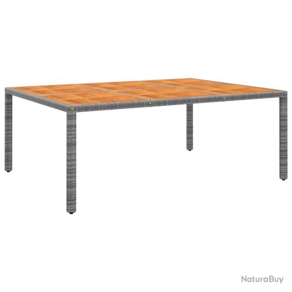 Table de jardin 200x150x75 cm Acacia et rsine tresse Gris alsavelo