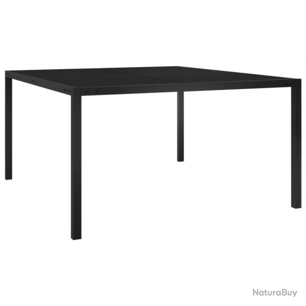 Table de jardin 130x130x72 cm Noir Acier et verre alsavelo