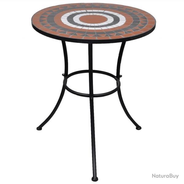 Table de bistro Terre cuite et blanc 60 cm Mosaque alsavelo