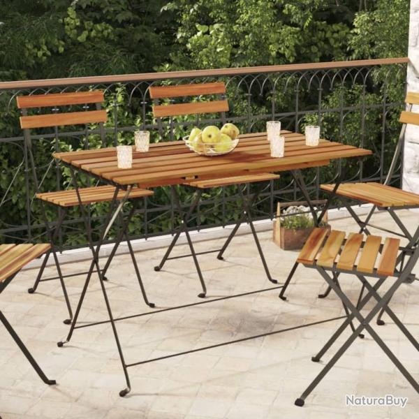 Table de bistro pliante 100x54x71cm Bois acacia solide et acier alsavelo