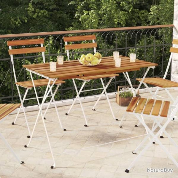 Table de bistro pliante 100x54x71cm Bois acacia solide et acier alsavelo