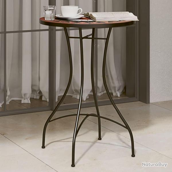 Table de bistro mosaque terre cuite blanc 50x70 cm cramique alsavelo