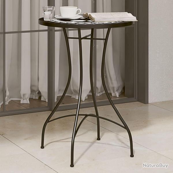 Table de bistro mosaque noir et blanc 50x70 cm cramique alsavelo