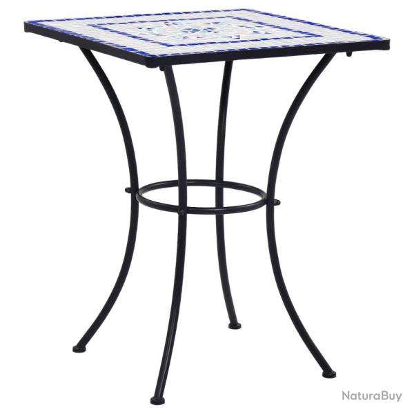 Table de bistro mosaque Bleu et blanc 60 cm Cramique alsavelo
