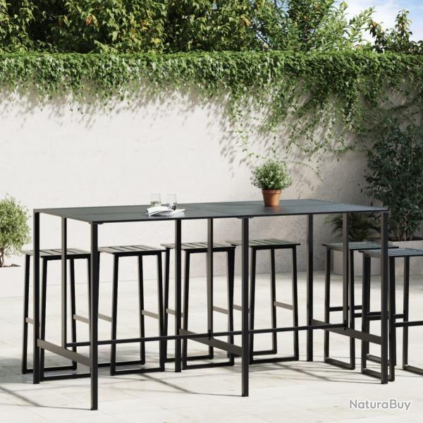 Table de bar noir 200x100x110 cm acier enduit de poudre alsavelo