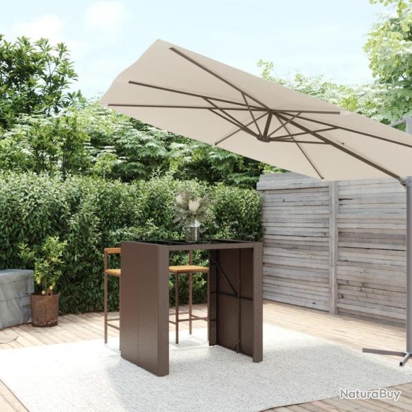 Table de bar et dessus en verre marron 105x80x110 cm poly rotin alsavelo