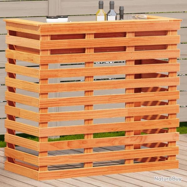 Table de bar d'extrieur cire marron bois massif de pin alsavelo
