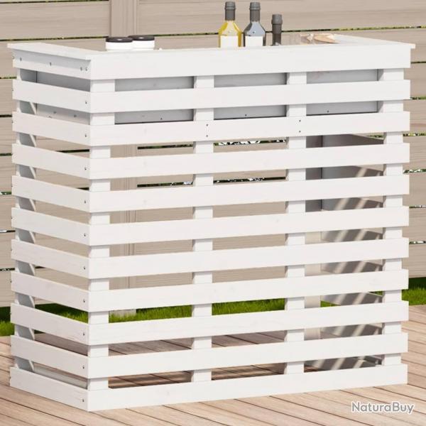 Table de bar d'extrieur blanc 113,5x50x103 cm bois massif pin alsavelo