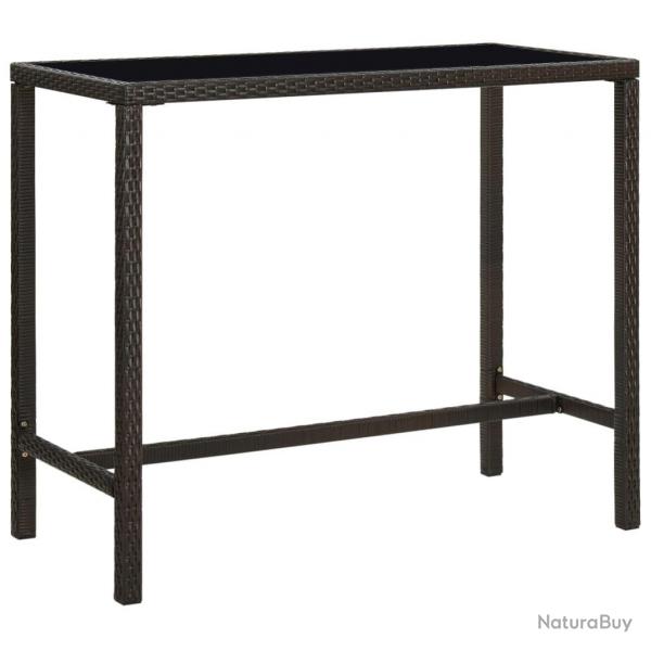 Table de bar de jardin Marron 130x60x110cm Rsine tresse verre alsavelo
