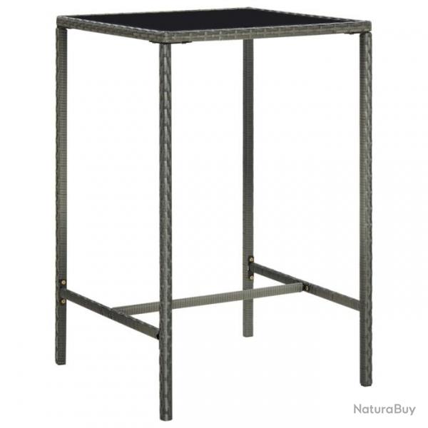 Table de bar de jardin Gris 70x70x110cm Rsine tresse et verre alsavelo