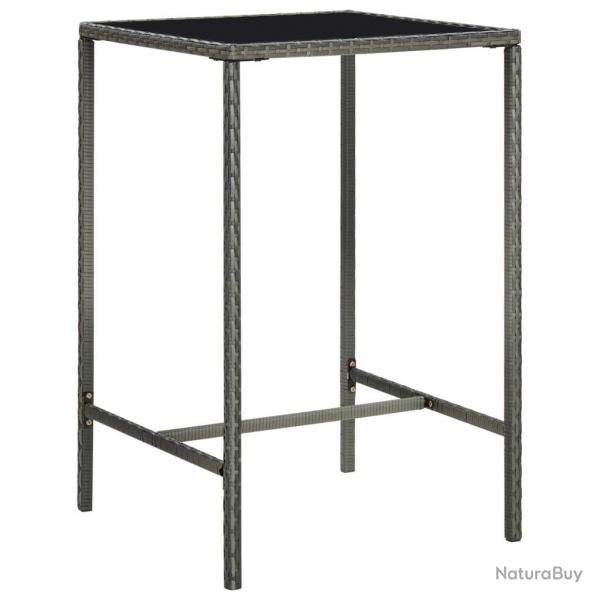 Table de bar de jardin Gris 70x70x110cm Rsine tresse et verre alsavelo