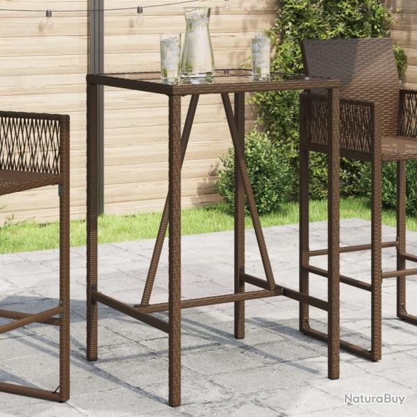 Table de bar d'extrieur marron 70x70x110 cm rsine tresse alsavelo