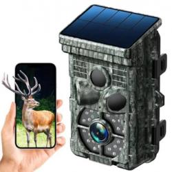 Caméra de Chasse Solaire 1080P - 32MP, WiFi, Batterie 5000mAh, Vision Nocturne