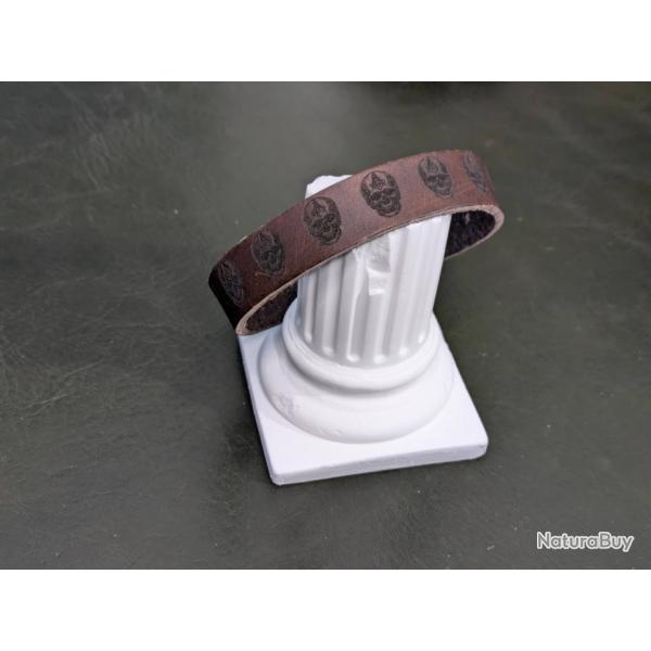 Bracelet en cuir vachette grav Crne sceau maonnique - franc-maconnerie
